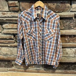 Vintage Wrangler Pearl Snap Western Plaid Shirt